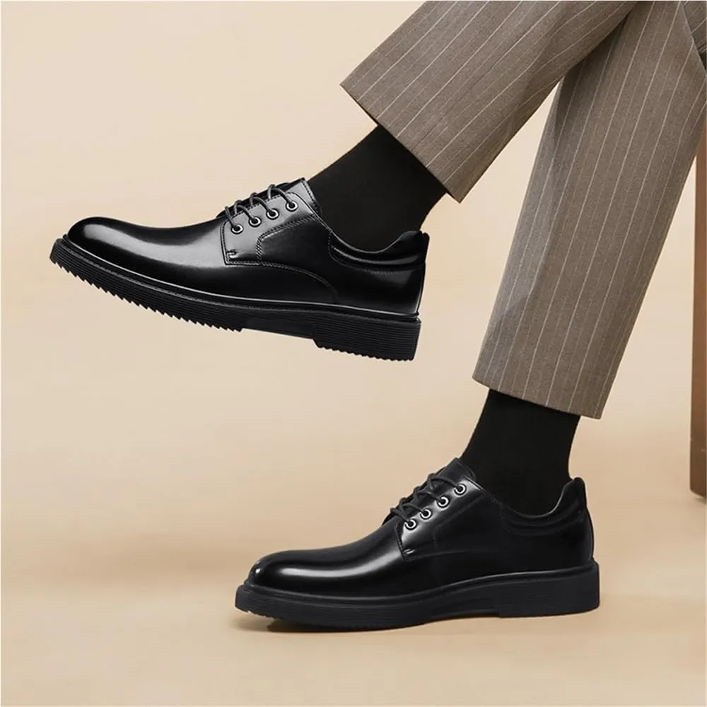 Formal Shoes for Mens Lace-up Outdoor Cap Toe Design French Leather Anti-Slip Office