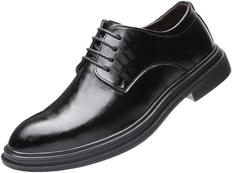 Formal Shoes for Men's Lace Up Working Cap Toe Design French Leather Anti-Slip Slip Resistant Rubber Sole Uniform