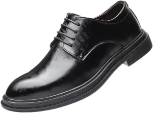 Formal Shoes for Men's Lace Up Working Cap Toe Design French Leather Anti-Slip Slip Resistant Rubber Sole Uniform