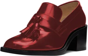 FOWT Women Round Toe Tassel Knotes Loafers Slip On Chunky Mid Heel Oxfords Comfortable Formal Office Dress Shoes Size 4-16 US