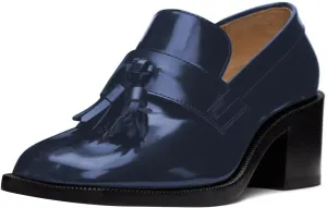 FOWT Women Round Toe Tassel Knotes Loafers Slip On Chunky Mid Heel Oxfords Comfortable Formal Office Dress Shoes Size 4-16 US