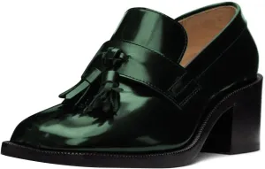 FOWT Women Round Toe Tassel Knotes Loafers Slip On Chunky Mid Heel Oxfords Comfortable Formal Office Dress Shoes Size 4-16 US