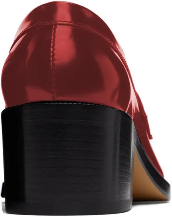 FOWT Women Round Toe Tassel Knotes Loafers Slip On Chunky Mid Heel Oxfords Comfortable Formal Office Dress Shoes Size 4-16 US