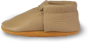 Fringeless Baby Moccasins with Non-Slip Suede Sole - Genuine Italian Leather, Boys and Girls Shoes for Newborns, Babies, Infants, Toddlers