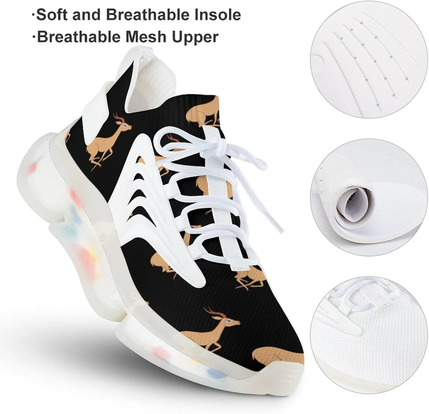 Gazelle Animal African Antelope Men's Running Shoes Lightweight Walking Shoe Breathable Sneaker