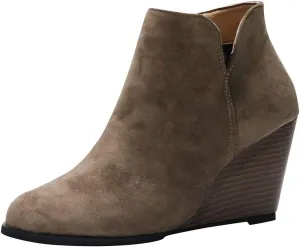 Gibobby Boots for Women Wide Calf,Retro Boots Comfy Flat Bottom Increased Combat Booties Outdoor Fringe Western Shoes