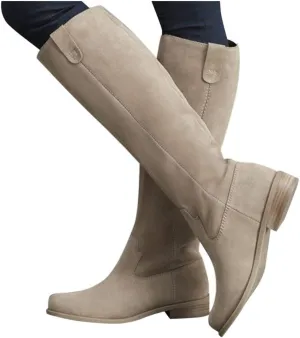 Gibobby Winter Boots for Women,Knee Length Boots Retro Hiking Knight Boots Closed Toe Motorcycle Low Heel Outdoor Waterproof Western Shoes