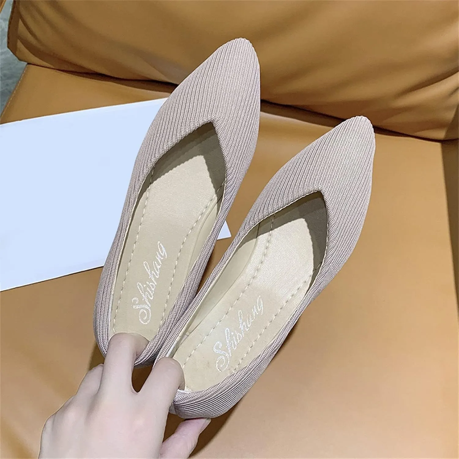Girl Loafers Dress Shoes Ladies Fashion Solid Color Breathable Cloth Pointed Comfort Flat Casual Shoes Espadrilles Workout Gym Outdoor Shoes