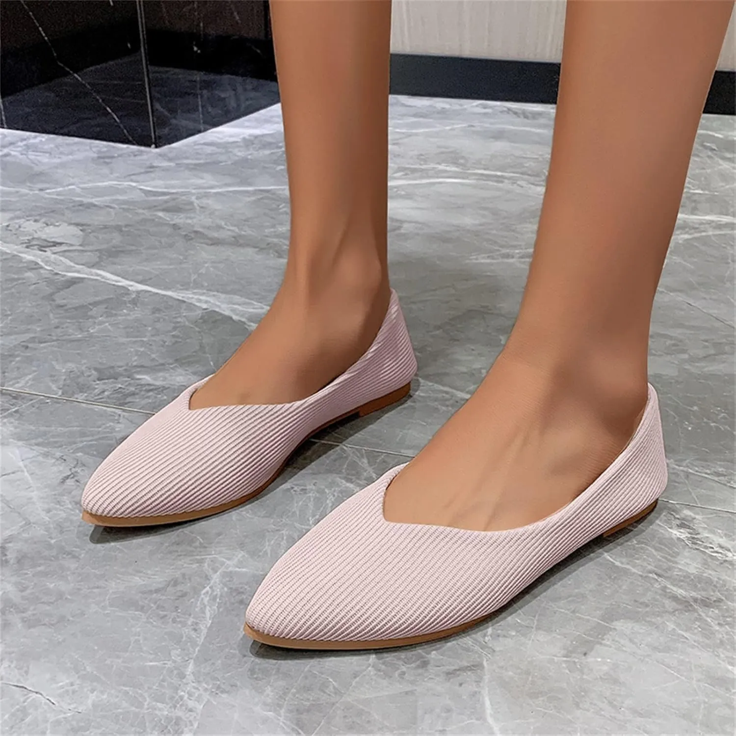 Girl Loafers Dress Shoes Ladies Fashion Solid Color Breathable Cloth Pointed Comfort Flat Casual Shoes Espadrilles Workout Gym Outdoor Shoes