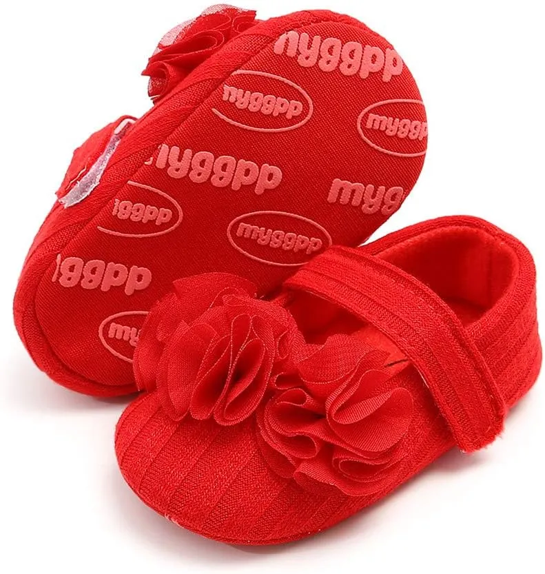 Girls Floral Princess Mary Jane Shoes Soft Sole Infant Moccasins Prewalker Wedding Dress Shoes