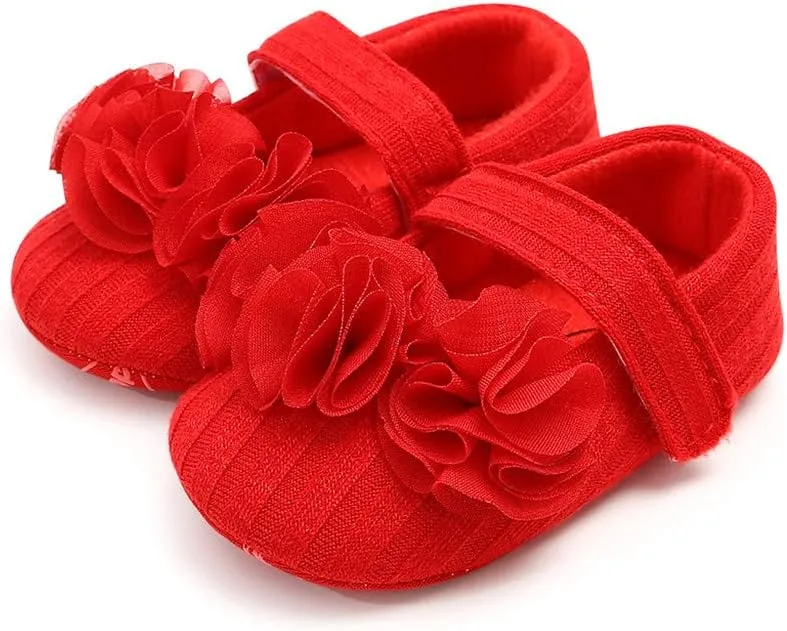Girls Floral Princess Mary Jane Shoes Soft Sole Infant Moccasins Prewalker Wedding Dress Shoes