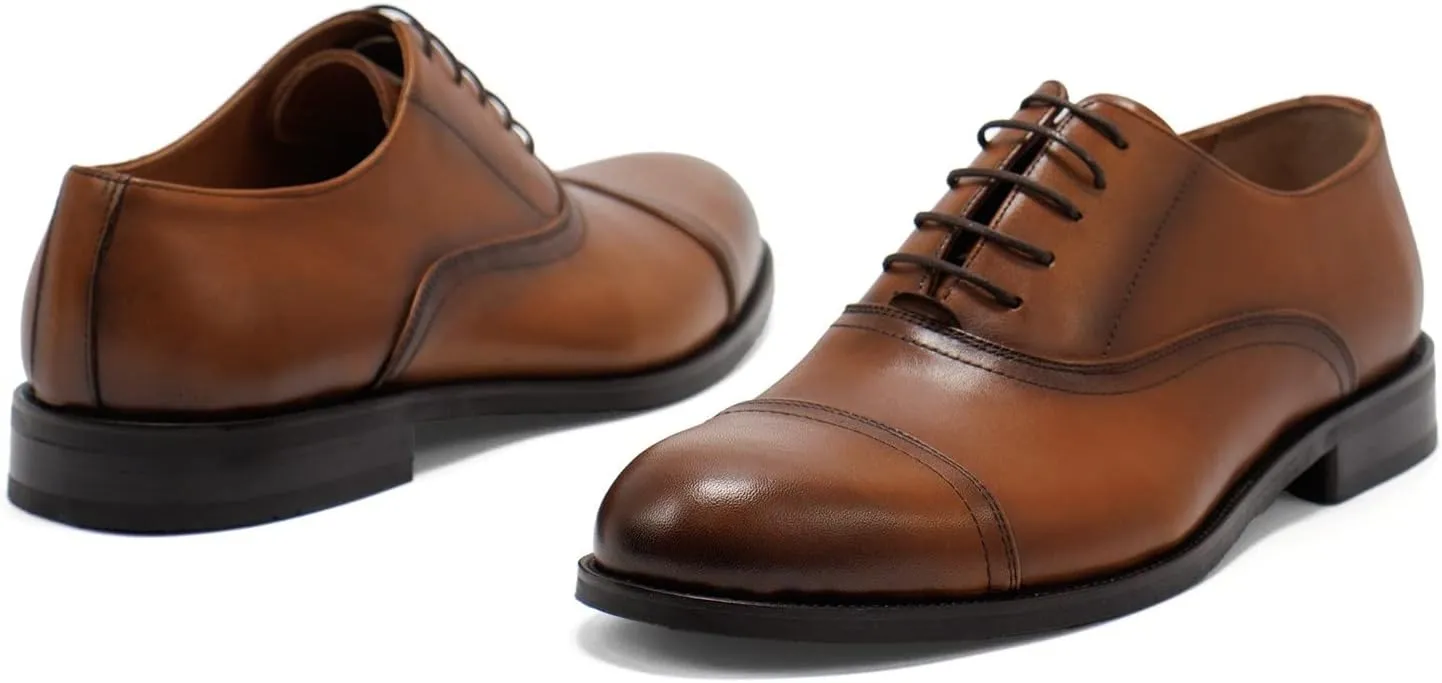 Hakki Men's Cinque Leather Cap-Toe Lace-up Oxford Dress Shoes for Men