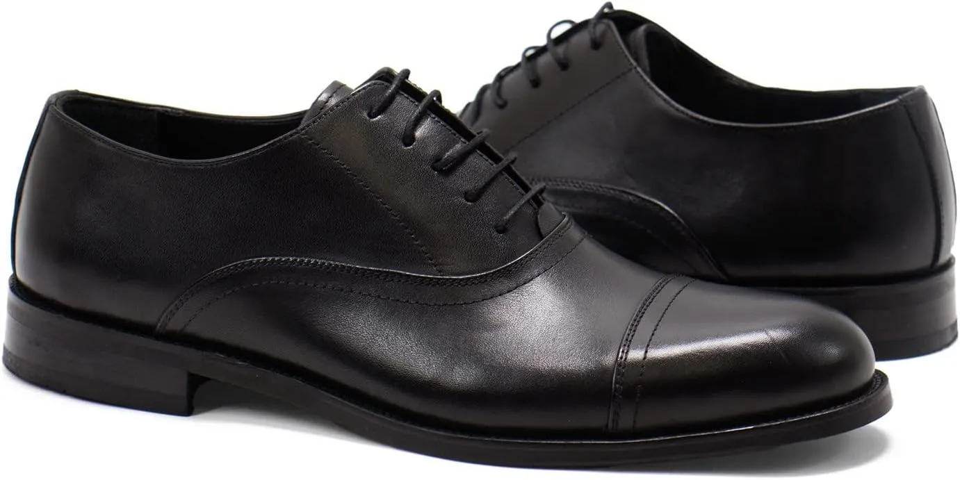 Hakki Men's Cinque Leather Cap-Toe Lace-up Oxford Dress Shoes for Men