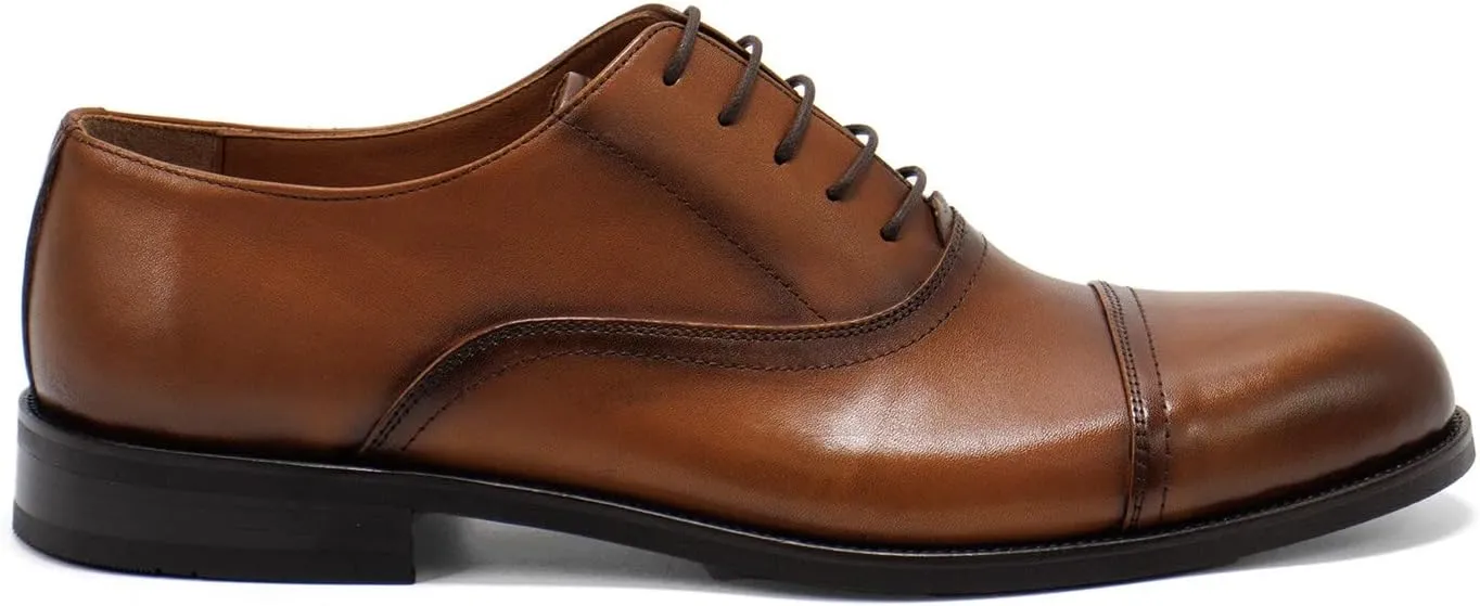Hakki Men's Cinque Leather Cap-Toe Lace-up Oxford Dress Shoes for Men