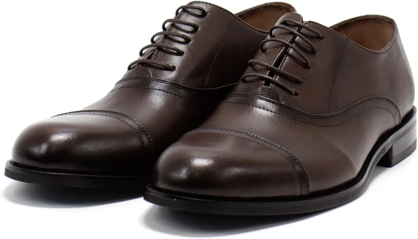 Hakki Men's Cinque Leather Cap-Toe Lace-up Oxford Dress Shoes for Men