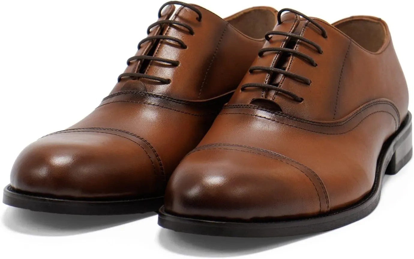 Hakki Men's Cinque Leather Cap-Toe Lace-up Oxford Dress Shoes for Men
