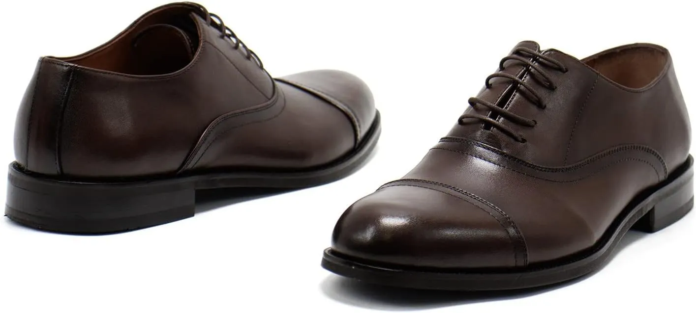 Hakki Men's Cinque Leather Cap-Toe Lace-up Oxford Dress Shoes for Men