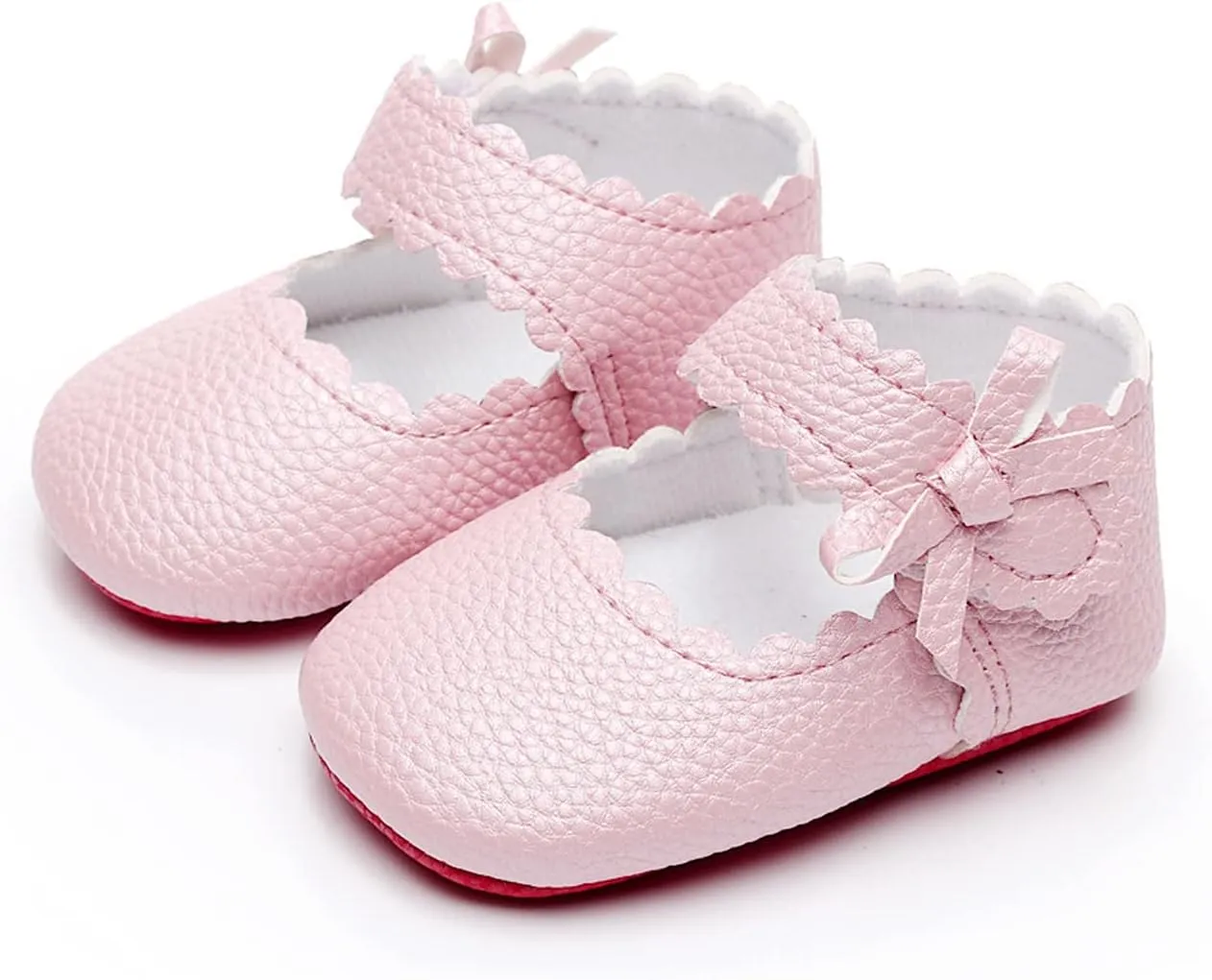 HONGTEYA Baby Girls Ballet Dress Shoes - Mary Jane Soft Sole Sidebow Toddler Moccasins