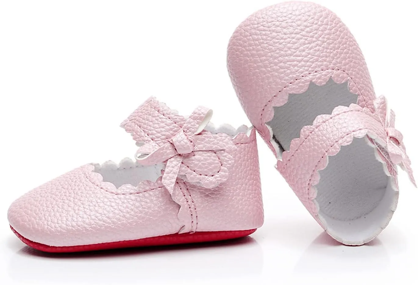 HONGTEYA Baby Girls Ballet Dress Shoes - Mary Jane Soft Sole Sidebow Toddler Moccasins