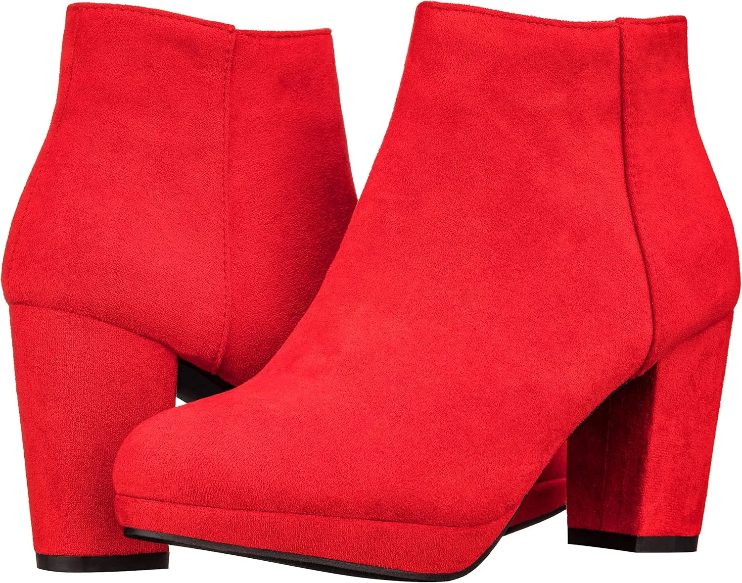 ILLUDE Womens Ankle Bootie Side Zip Comfortable Block Heel Chunky Platform Ankle Boots