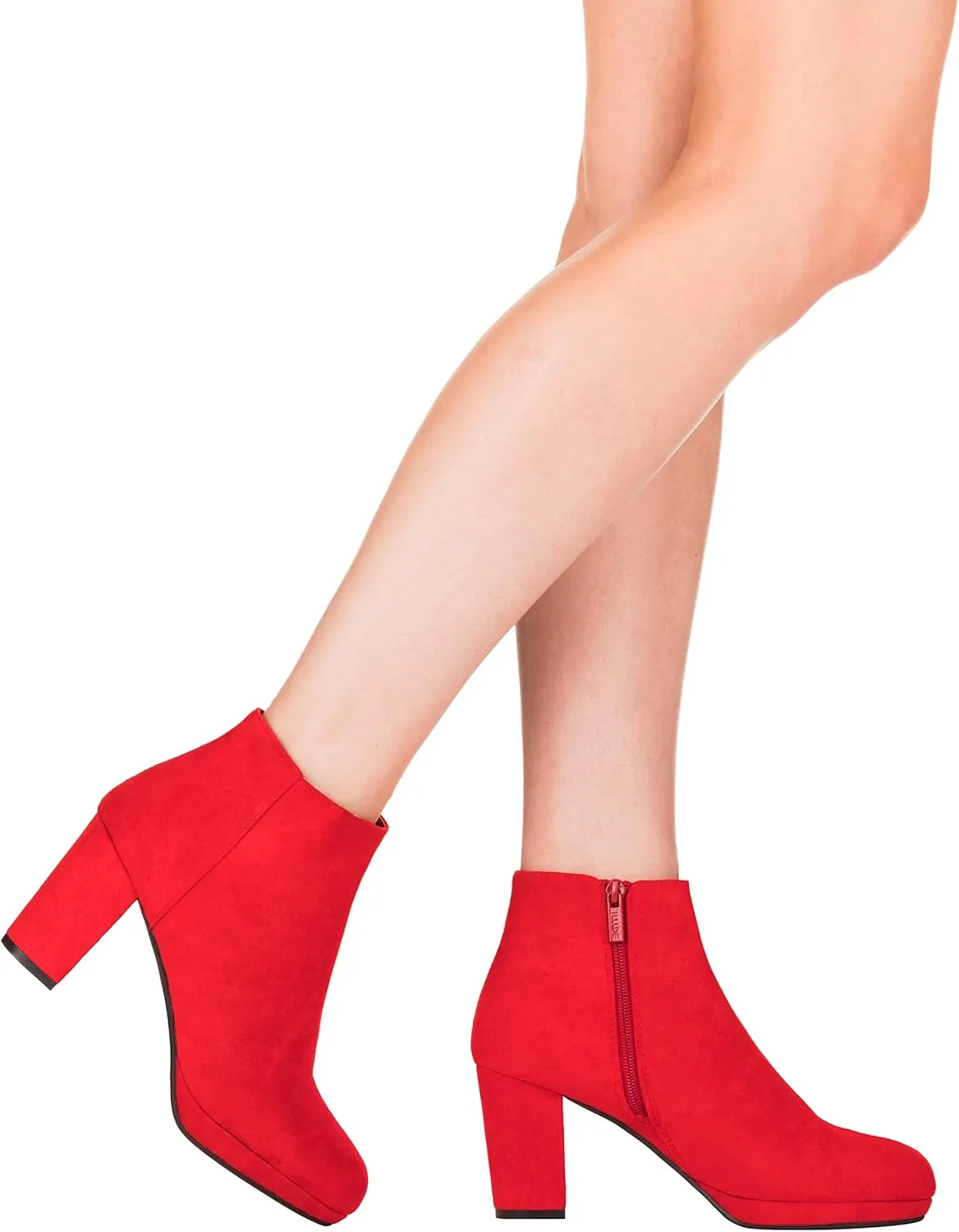 ILLUDE Womens Ankle Bootie Side Zip Comfortable Block Heel Chunky Platform Ankle Boots