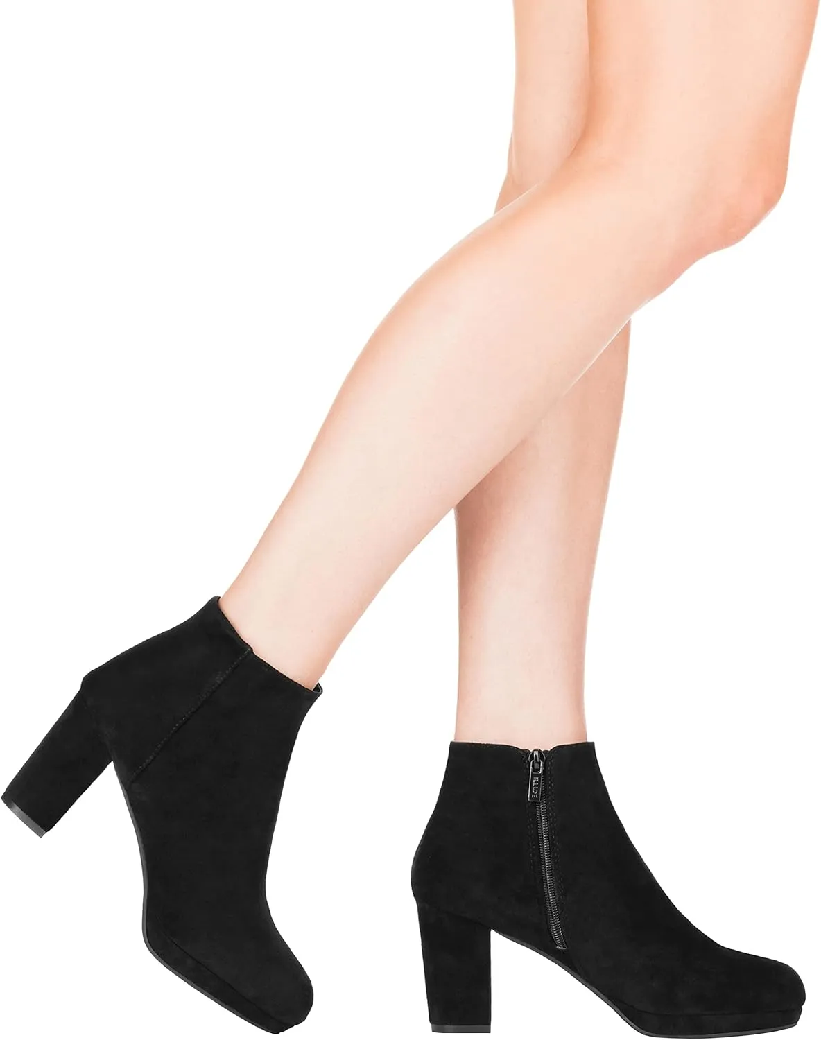 ILLUDE Womens Ankle Bootie Side Zip Comfortable Block Heel Chunky Platform Ankle Boots