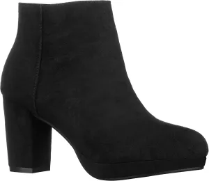 ILLUDE Womens Ankle Bootie Side Zip Comfortable Block Heel Chunky Platform Ankle Boots