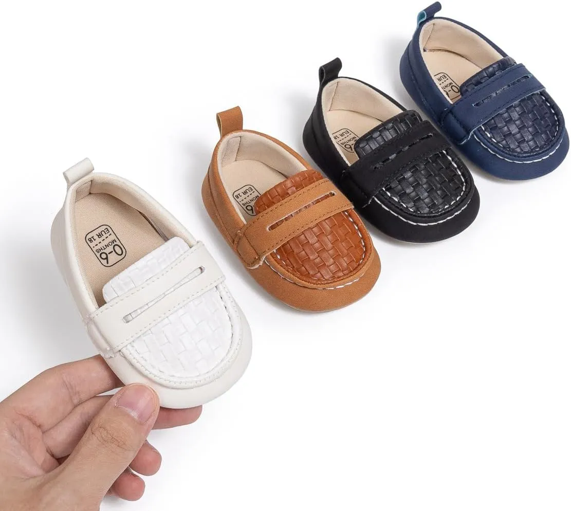 Infant Baby Boys Loafers Soft Sole PU Leather Toddler Moccasins Girls First Walking Crib Dress Shoes
