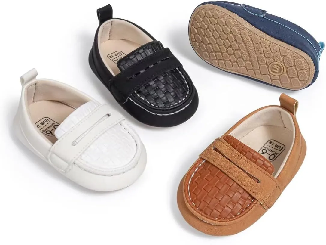 Infant Baby Boys Loafers Soft Sole PU Leather Toddler Moccasins Girls First Walking Crib Dress Shoes