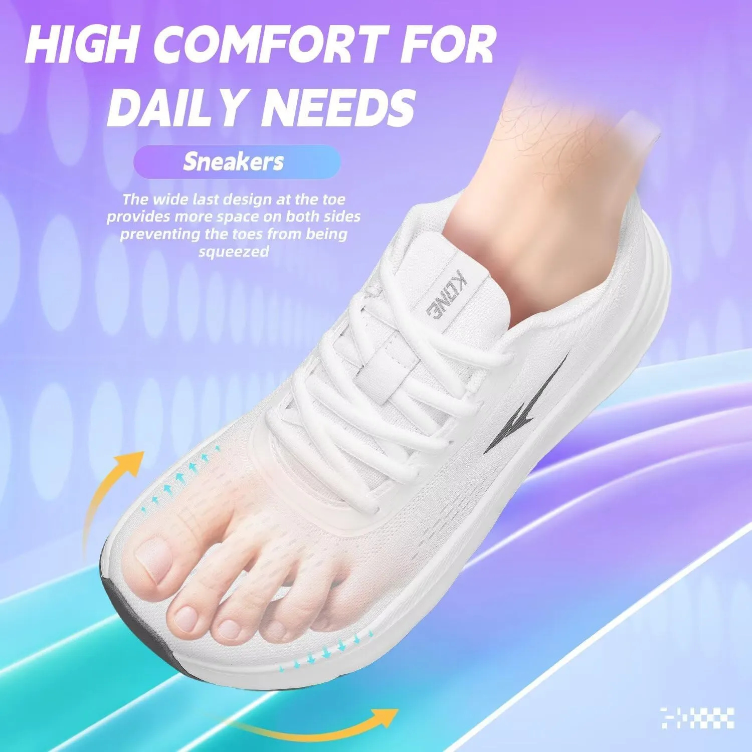 KDN Men's Wide Toe Box Shoes Cushioned Road Running Shoes Non Slip Mens Walking Sneakers for Wide Feet Comfortable Athletic Gym Workout Shoes Wide Width