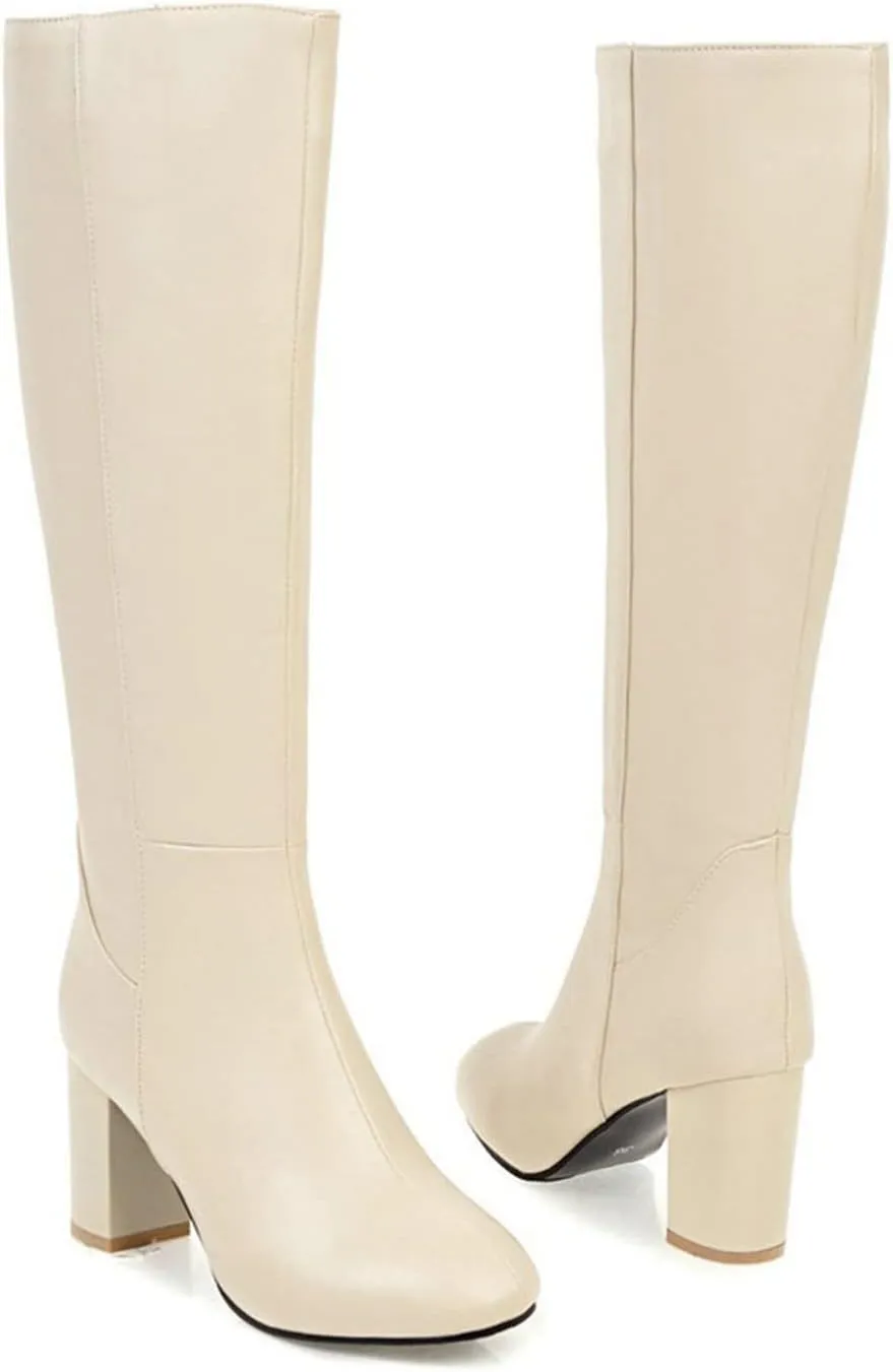 Knee High Boots Women Thigh High Boots for Women Fall Boots for Women 2024 Fashion Knee High Block Heels Warm Boots
