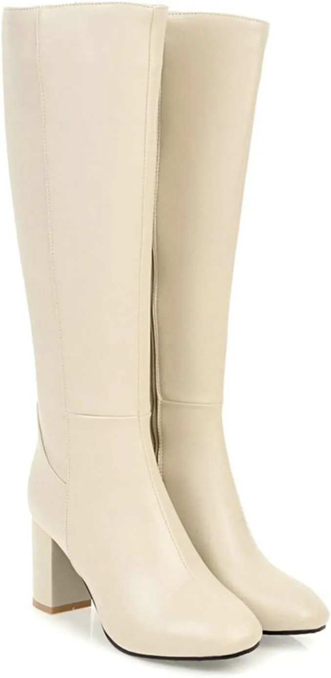 Knee High Boots Women Thigh High Boots for Women Fall Boots for Women 2024 Fashion Knee High Block Heels Warm Boots