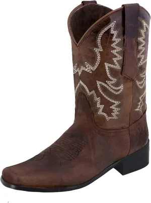Leather Cowboy Boots for Women Cowgirl Boots Low Heel Womens Western Slip On Round Toe Low heel Western Cowboy Boots