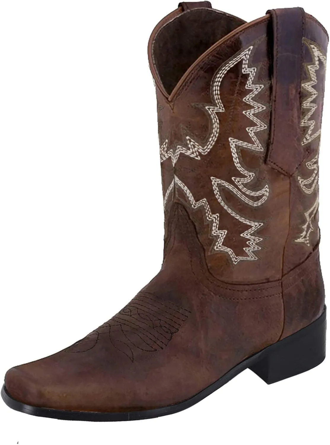 Leather Cowboy Boots for Women Cowgirl Boots Low Heel Womens Western Slip On Round Toe Low heel Western Cowboy Boots