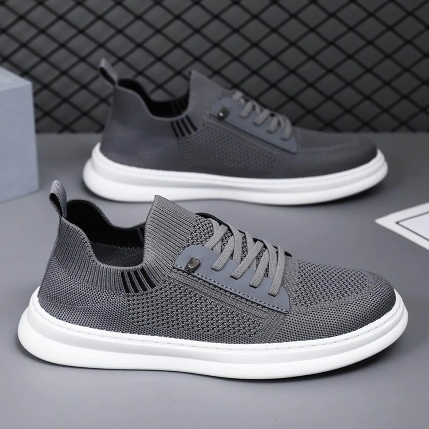 Lightweight Work Shoes for Men Slip On Lightweight Breathable Fashion Sneaker Hook and Loop Orthopedic Sneakers