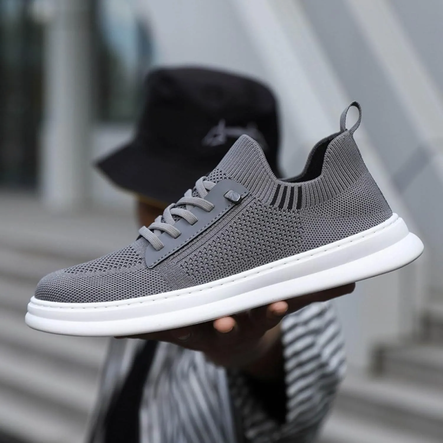 Lightweight Work Shoes for Men Slip On Lightweight Breathable Fashion Sneaker Hook and Loop Orthopedic Sneakers