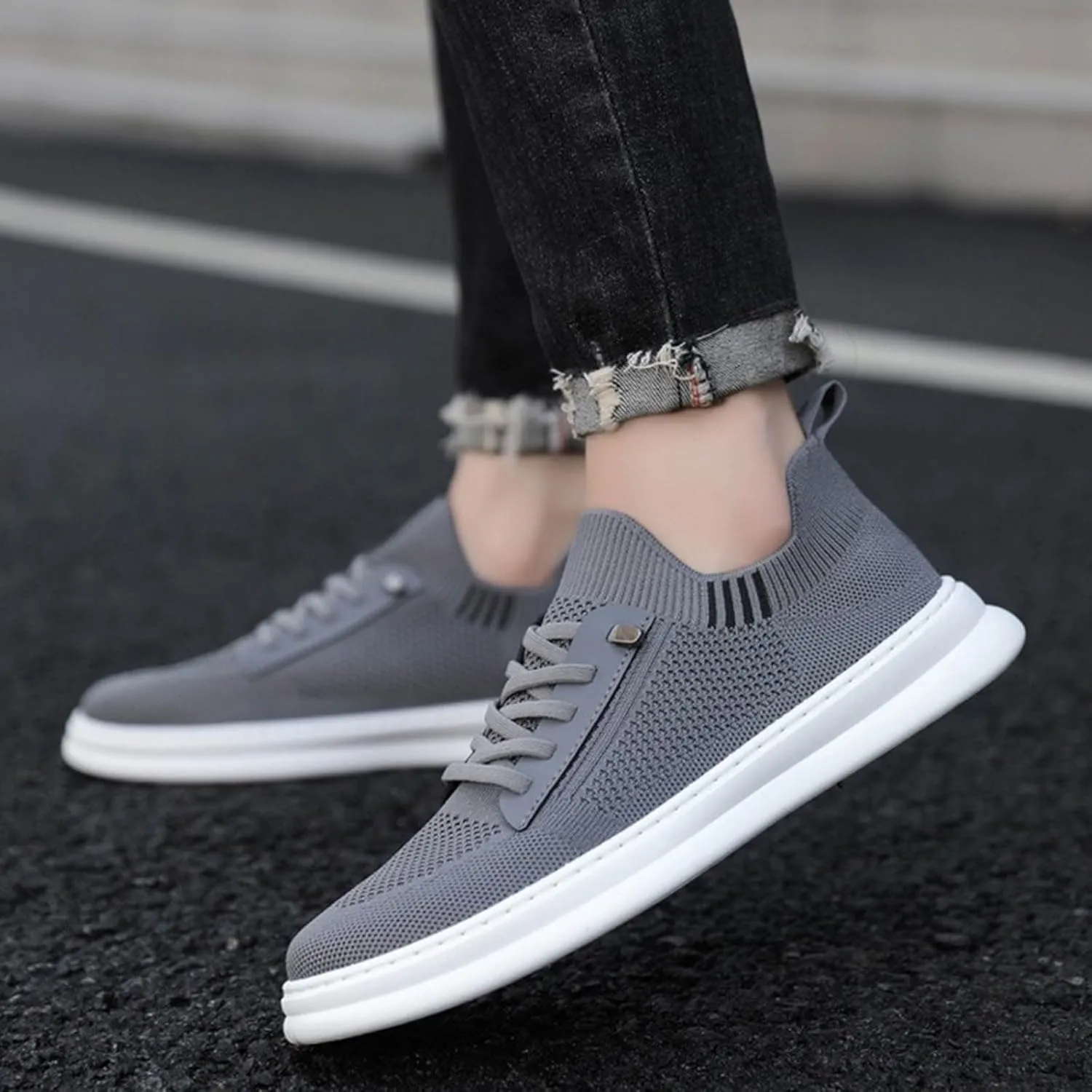 Lightweight Work Shoes for Men Slip On Lightweight Breathable Fashion Sneaker Hook and Loop Orthopedic Sneakers