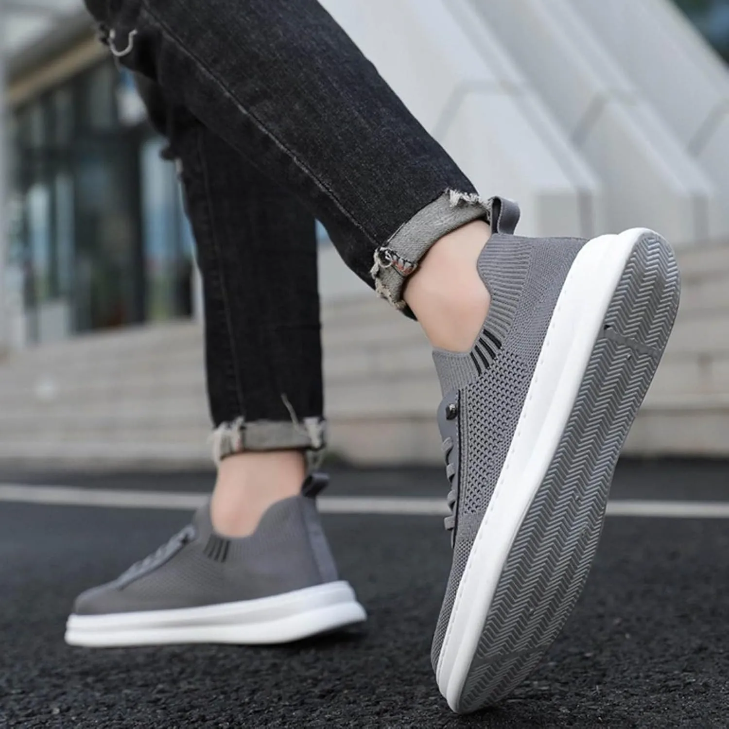 Lightweight Work Shoes for Men Slip On Lightweight Breathable Fashion Sneaker Hook and Loop Orthopedic Sneakers