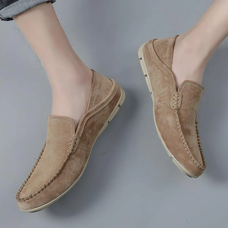 Loafers for Men Suede Vamp Business Working Solid Color Wedding Non Slip Anti-Slip Shoe Slip On