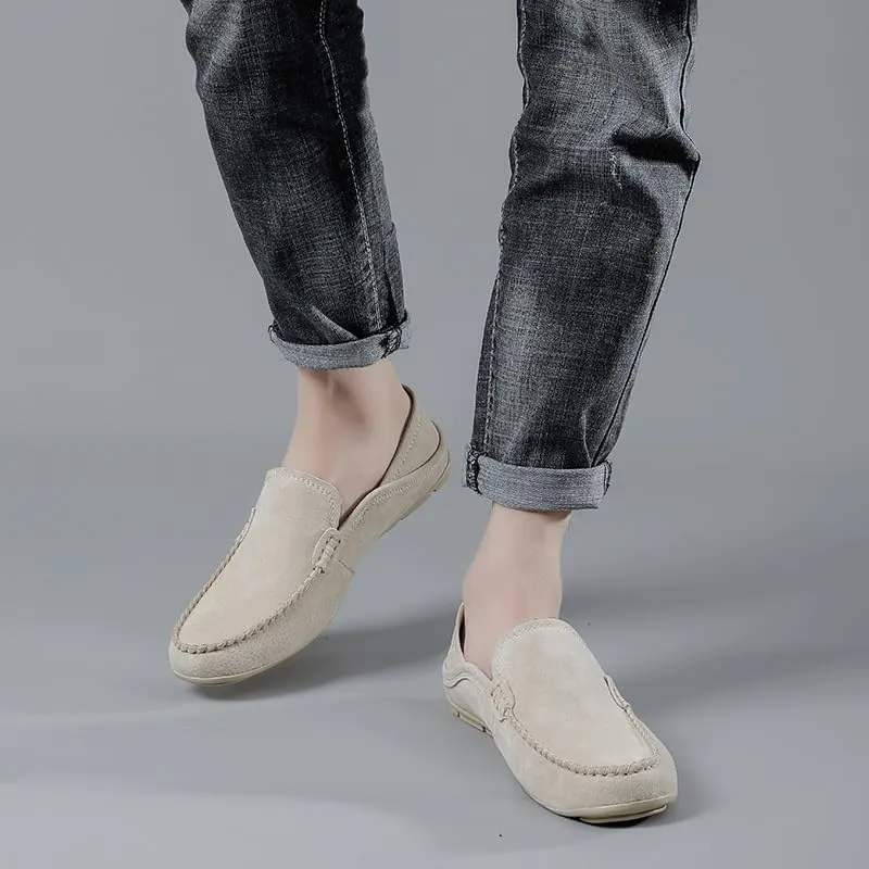 Loafers for Men Suede Vamp Business Working Solid Color Wedding Non Slip Anti-Slip Shoe Slip On