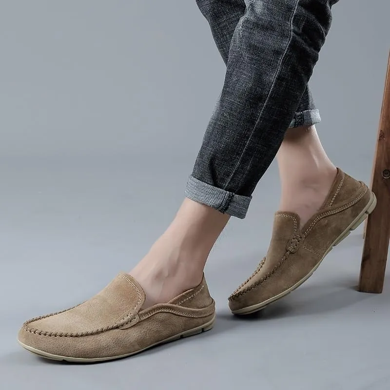 Loafers for Men Suede Vamp Business Working Solid Color Wedding Non Slip Anti-Slip Shoe Slip On