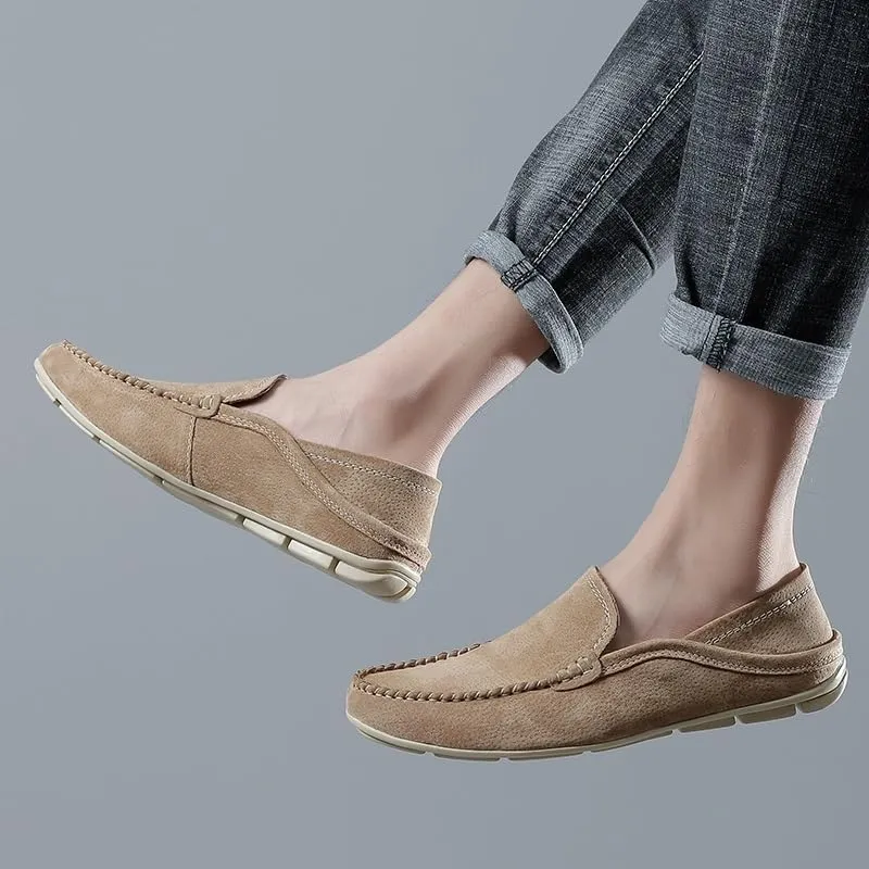 Loafers for Men Suede Vamp Business Working Solid Color Wedding Non Slip Anti-Slip Shoe Slip On