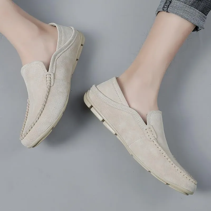 Loafers for Men Suede Vamp Business Working Solid Color Wedding Non Slip Anti-Slip Shoe Slip On