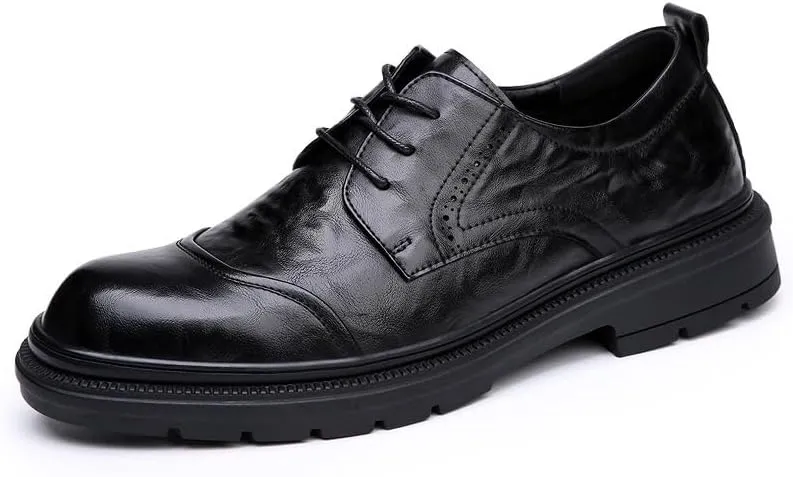 Men Business Casual Derby Shoes Men's Lace-up Patent Leather Dress Tuxedo Shoes Mens Classic Oxfords Shoes(Black,10)