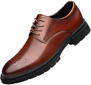 Men Formal Oxford Shoes Classic Lace Up Casual Breathable Vegan Leather Classic Business Party Wedding Block Heel Casual