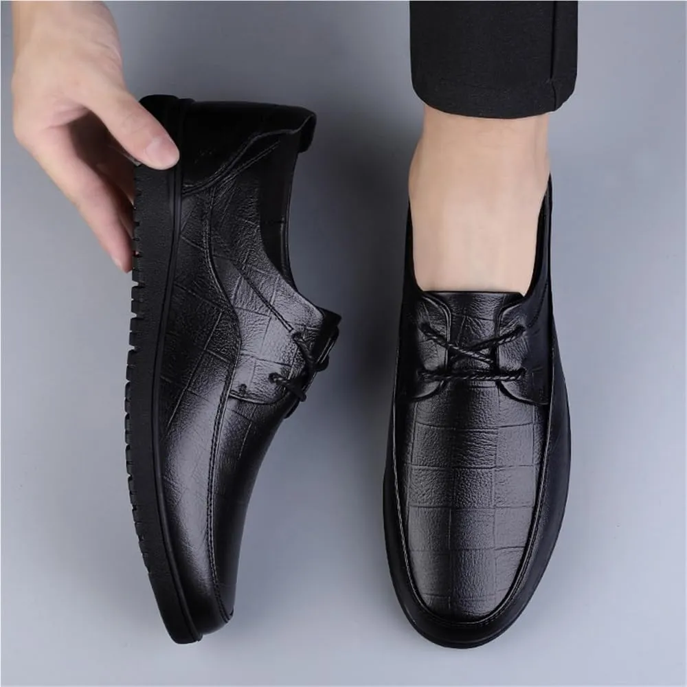 Men Formal Shoes Dress Oxford Lace Up Party Cap Toe Design French Leather Prom Anti-Slip Non Slip Shoe