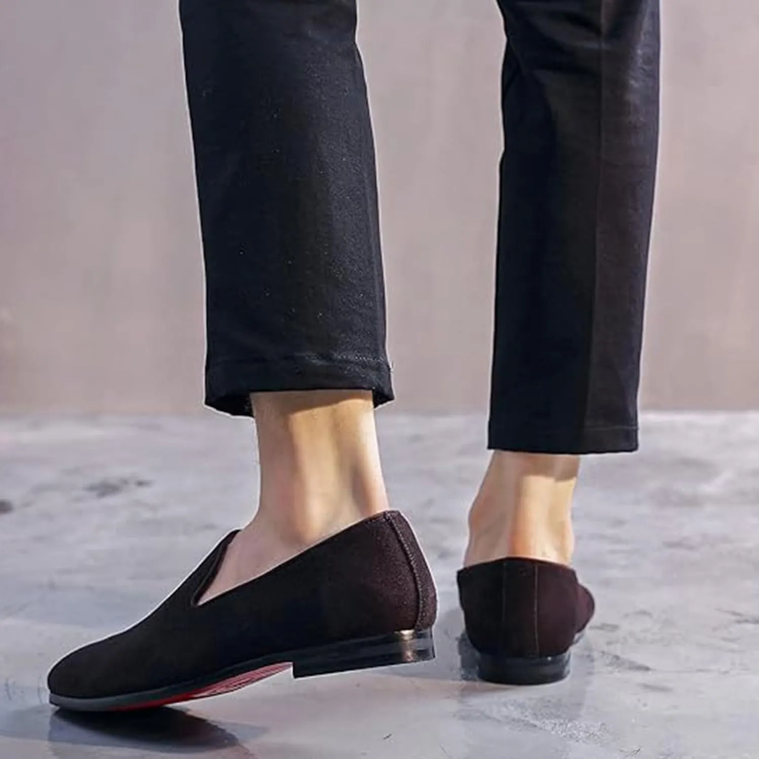 Men Slip On Penny Loafers Casual Smoking Leather Lightweight Non Slip Walking Driving Dress Shoes