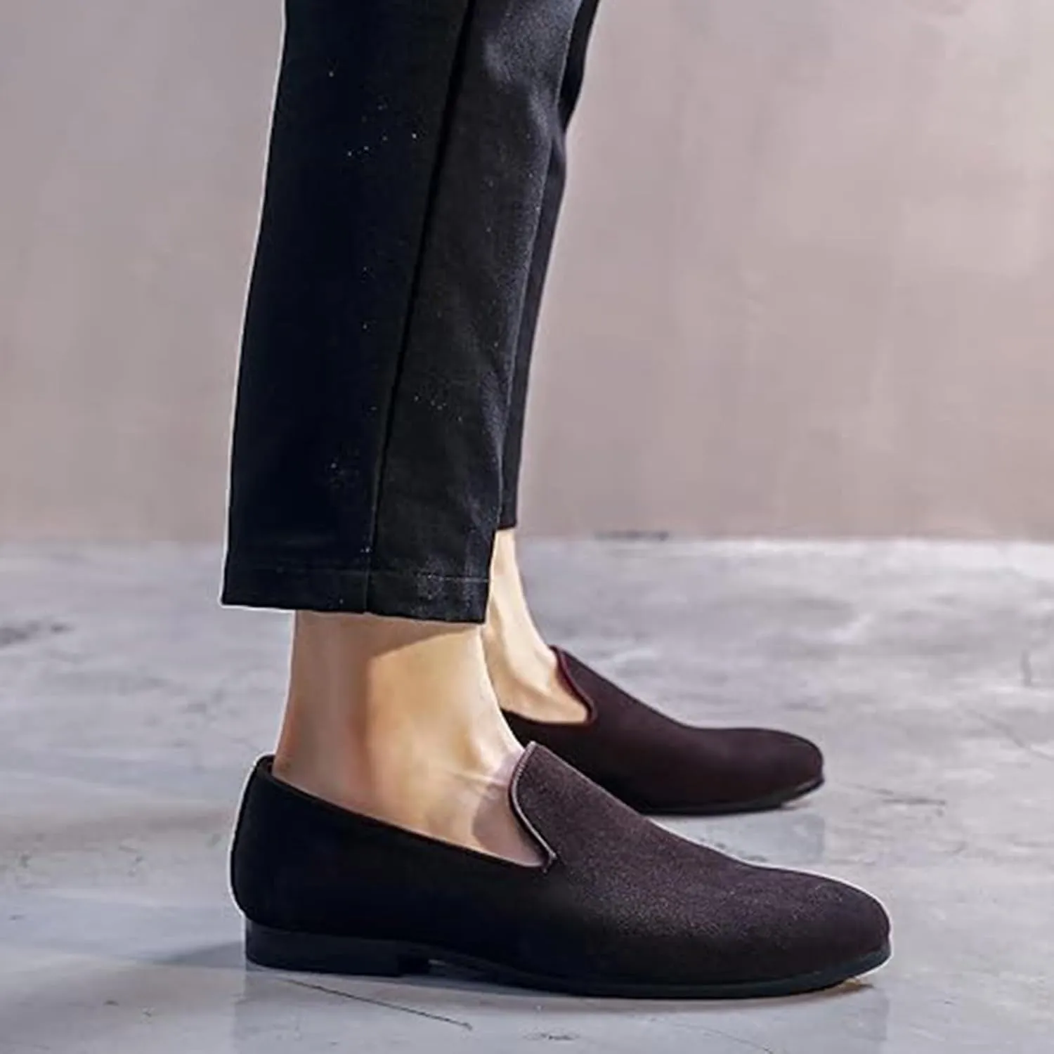 Men Slip On Penny Loafers Casual Smoking Leather Lightweight Non Slip Walking Driving Dress Shoes