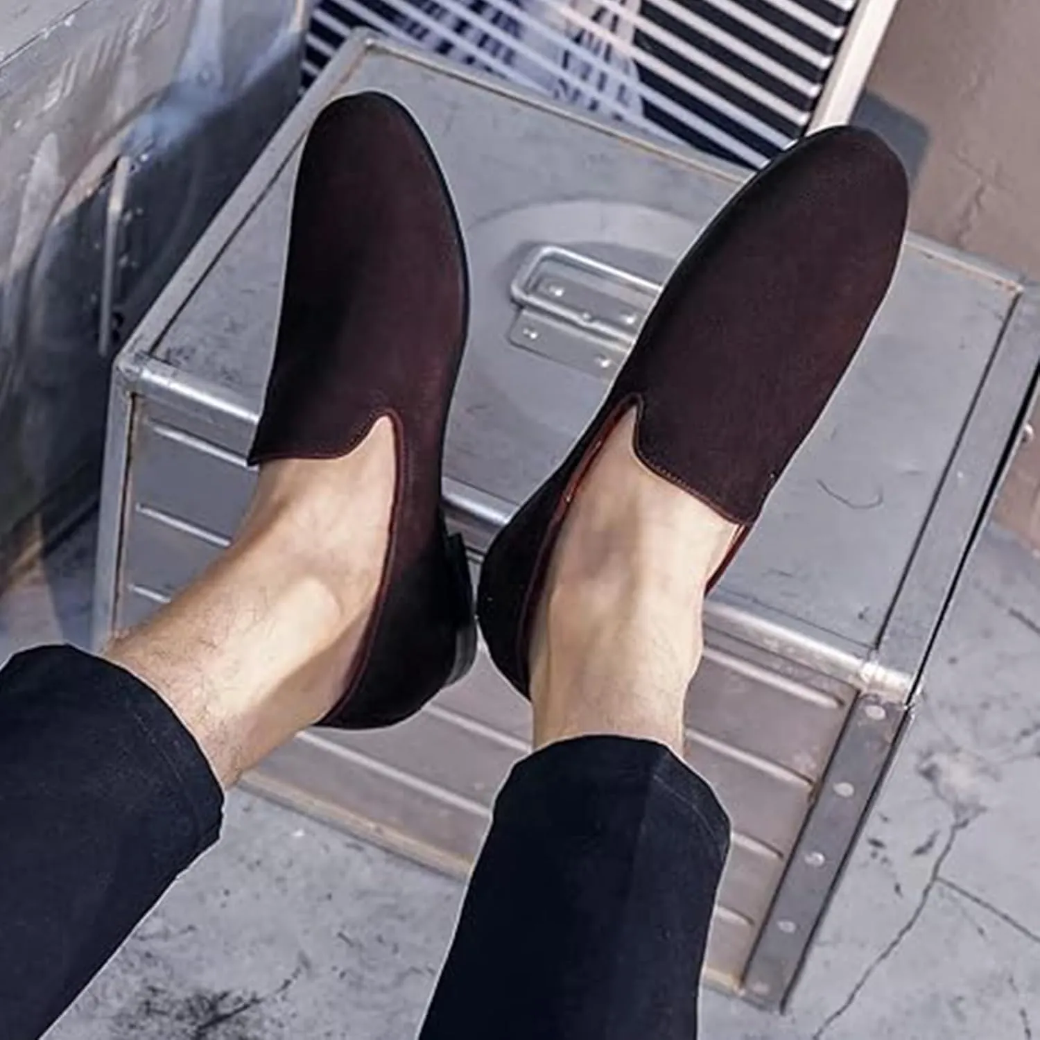 Men Slip On Penny Loafers Casual Smoking Leather Lightweight Non Slip Walking Driving Dress Shoes