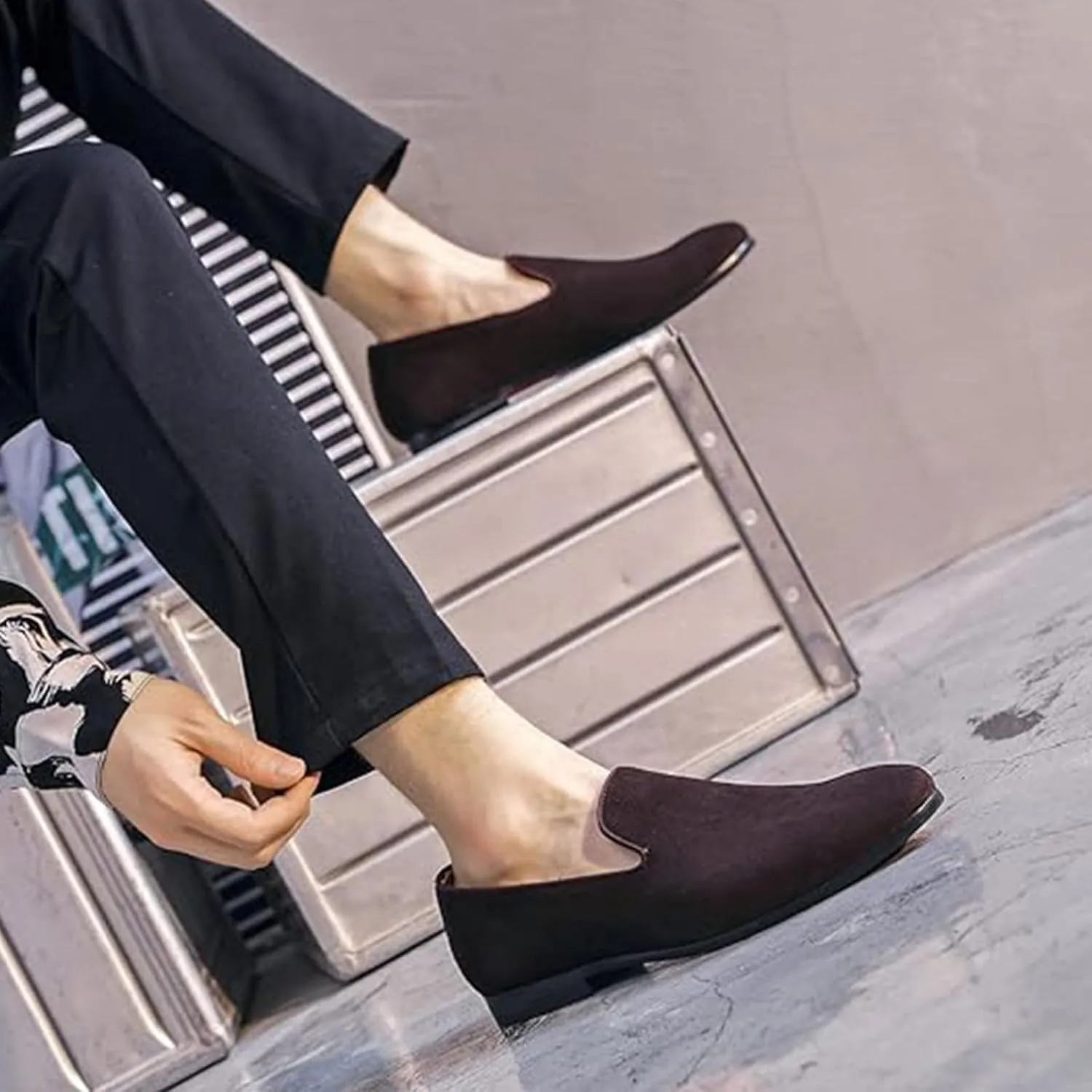 Men Slip On Penny Loafers Casual Smoking Leather Lightweight Non Slip Walking Driving Dress Shoes
